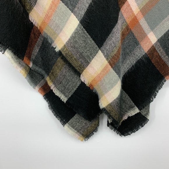 Apt. 9 Poncho Sweater Plaid Toggle Flannel Fray Hem NWT - Picture 9 of 10